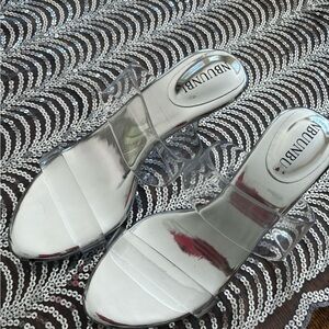 Women's Clear Strap pumps  - Silver